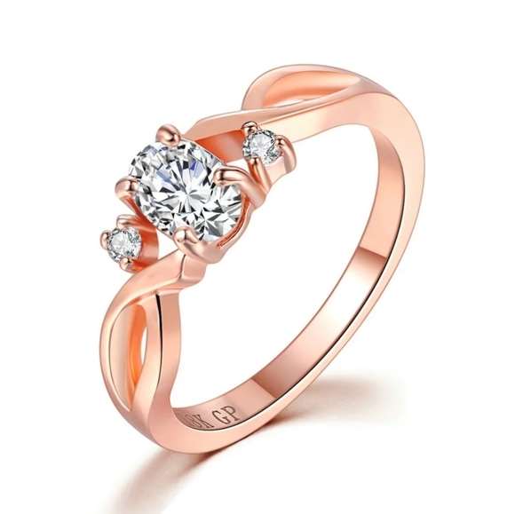 Jewelry - New 18k GP Rose Gold CZ Ring